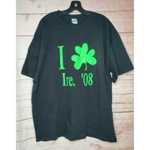 St Patrick's Day Gildan Ultra Cotton I Green Clover IRE 08 Black Green T Shirt